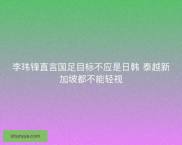 李玮锋直言国足目标不应是日韩 泰越新加坡都不能轻视