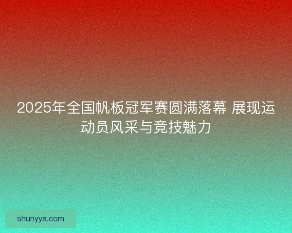 2025年全国帆板冠军赛圆满落幕 展现运动员风采与竞技魅力