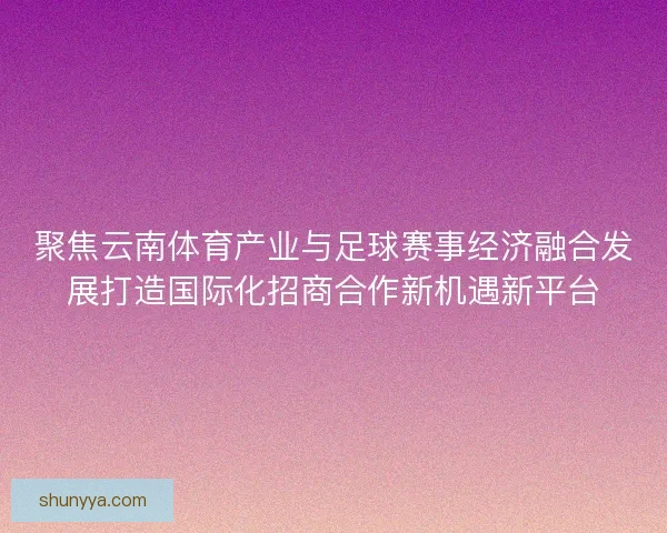 聚焦云南体育产业与足球赛事经济融合发展打造国际化招商合作新机遇新平台