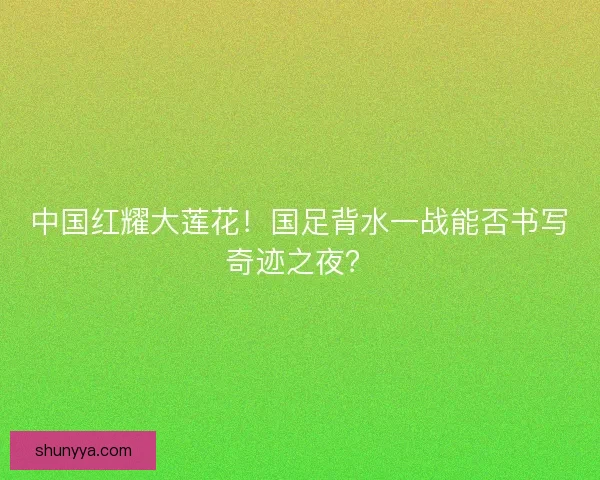 中国红耀大莲花！国足背水一战能否书写奇迹之夜？