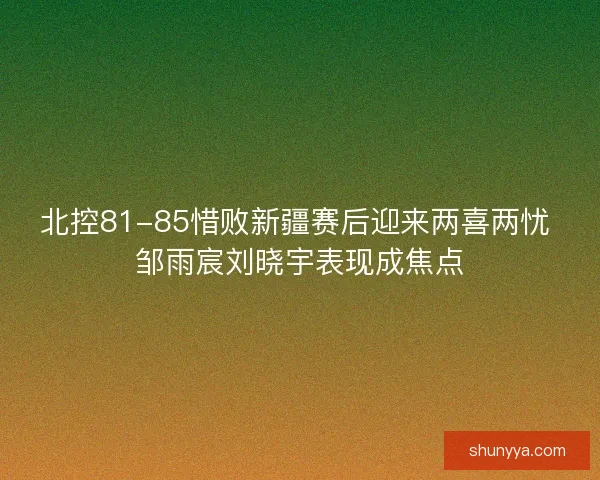 北控81-85惜败新疆赛后迎来两喜两忧 邹雨宸刘晓宇表现成焦点